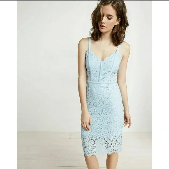 express blue lace dress Blue Lace Maxi Dress with Cut Out main image 0